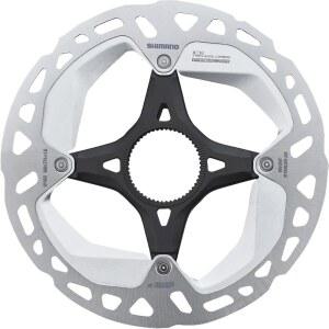 시마노 데어 XT RT-MT800-S 디스크 브레이크 로터(외부 잠금 링 포함) - 160mm, 센터 잠금, 실버/블랙