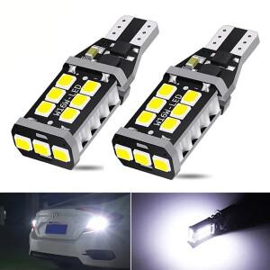 2개입 T15 W16W LED 전구 캔버스 슈퍼 브라이트 6500K 화이트 2835 SMD 921 912 T16 902 자동차 후진등용