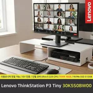 Lenovo 씽크스테이션 P3 Tiny Gen2 30K5S0BW00 워크스테이션 컴퓨터 / RAM 16GB / NVMe SSD 512GB