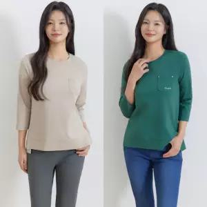 지센 26SS 여성 포켓장식 솔리드 7부 티셔츠 LCTSQ321