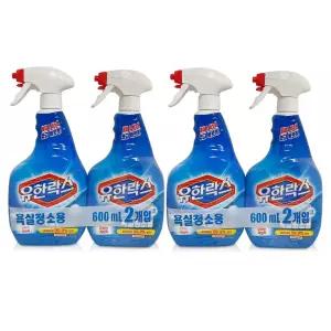 유한락스 욕실 청소용 600ml 4개 기획 욕실 화장실 청소 거품 스프레이 유해세균 제거