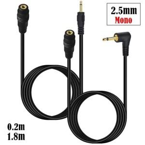 2.5mm 남성-여성 유선 헤드폰 마이크 오디오 연장 케이블  모노 3극 4극 금도금 순수 구리 어댑터