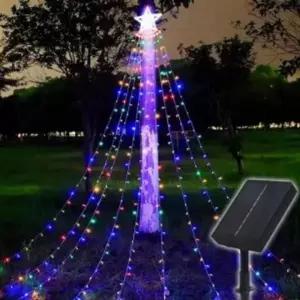 350구 데코 장식 폭포 탑별 크리스마스 전구 태양광 컬러 LED