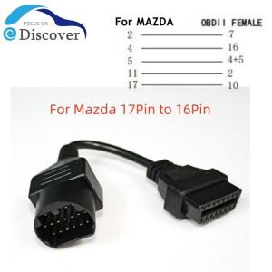 마즈다 17핀에서 16핀으로 변환하는 OBD2 II 케이블 커넥터 연결 어댑터