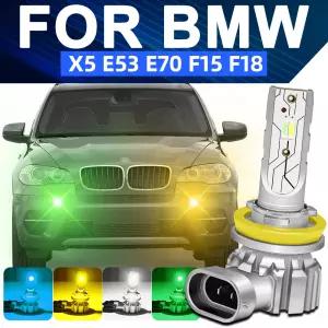 BMW X5 E53 E70 F15 F18 액세서리 전면 안개등 LED 듀얼 컬러 안개등 전구 2003-2018 2017 2016 2015 2014