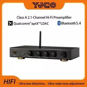 YJCO AM2.1 채널 프리앰프 클래스 A HiFi NE5532 블루투스 5.4 LDAC 서브우퍼 컨트롤 홈시어터 오디오