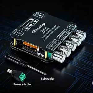 MT21 블루투스 2.1 채널 오디오 파워 100W*2+100W 디지털 모듈 서브우퍼 AUX 무선 12/24V 스테레오