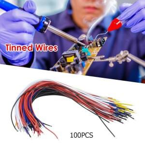 주석 도금 브레드보드 PCB 솔더 케이블  플라이 점퍼 와이어 도체 1007-26AWG 커넥터 20cm  100 개