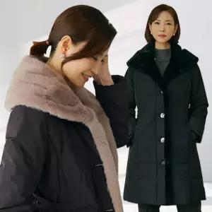 빅사이즈 엄마옷 중년여성 따숨 숄카라 퍼 롱패딩 빅사이즈 루즈핏 오버핏 페이크퍼 하프 겨울 마담 여성