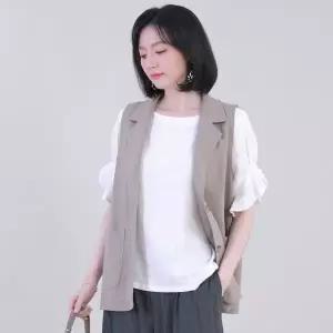 애비뉴투지 린넨 테일러 카라 정장 봄 여름 하프 조끼 V08343 1390749