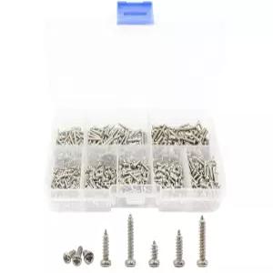 LBY 800pcs M1.7 M2 M2.3 팬 헤드 셀프 탭핑 시트 금속 나사 모음 키트 8가지 크기 카본 스틸(실버)
