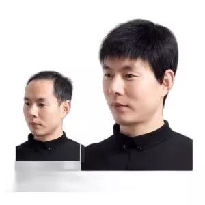 인모통가발 중년남성 짧은머리 자연스러운 가발 헤어피스