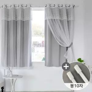 노르딕암막+디망쉬레이스 창문커튼 4장+커튼봉
