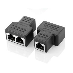 1pcs  RJ45 1 To 1/2 LAN Ethernet Cable Female Splitter Adapter Connector Plug Tee Head