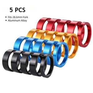 5PCS 자전거 헤드셋 스템 알루미늄 합금 와셔 MTB 로드 바이크 프론트 포크 스페이서 링 가스켓 28.6mm 1-1