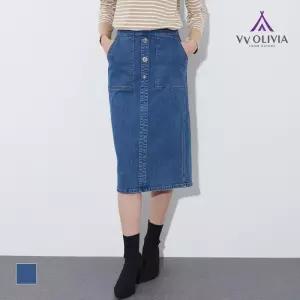 [올리비아로렌]H라인 데님 스커트__VVCMS4S2381