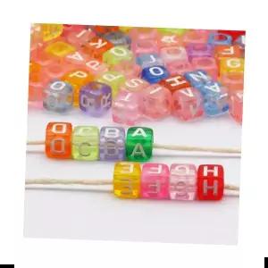 알파벳팔찌 사각 반투명 비즈 100pcs