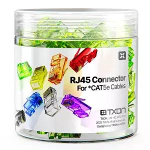 티엑스온 CAT5E/CAT6 RJ45 커넥터 8P8C UTP 투명 랜 잭 랜선 만들기 100EA