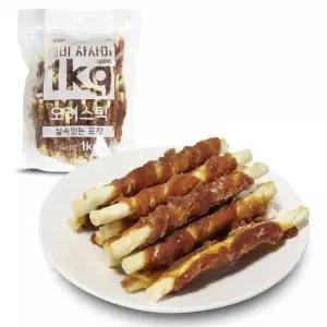 대용량 강아지 간식 육포 사사미 오리스틱 1kg