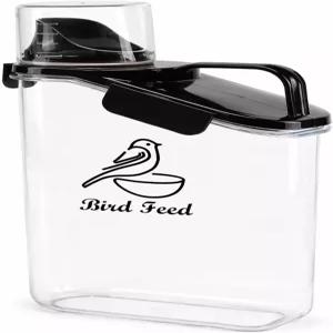 Geyecete 새씨 저장 용기 휴대용-3 Qt/2.8L 투명 플라스틱 밀폐 야생 디스펜서 음식 측정 컵 포함 BPA 프리