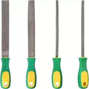 하핑턴 4pcs 우드 라즈 파일 세트 8인치 스틸 플랫/라운드/하프 라운드/스퀘어 컷 다기능 핸드 목공용