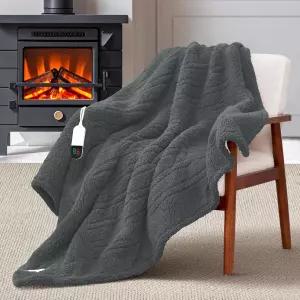 MAXEVE 난방 담요 전기 던지기 50 x60 부드러운 양면 셰르파 8가지 빠른 수준 및 1-8H 자동 꺼짐 과열 방지