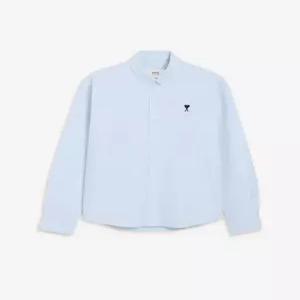 26SS 아미 스몰 하트 로고 스트라이프 코튼 옥스포드 버튼 다운 셔츠 HSH763 CO0087 475 SKY BLUE NATURAL