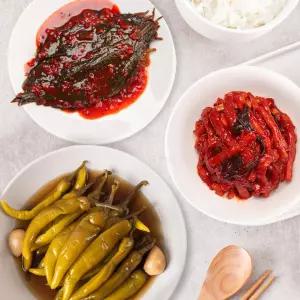 [마녀바스켓] 밥반찬 밥도둑 무말랭이1kg+깻잎무침1kg+간장고추1kg