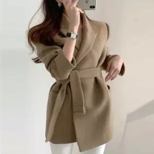 여성 페미닌 허리벨트 더블카라 모직자켓 숏코트 4색