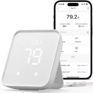 스위치봇 허브 2 2세대 WiFi 온도계 습도계 IR 리모컨 스마트 및 광 센서로 작동 Wi-Fi로 연결 2.4GHz 지원