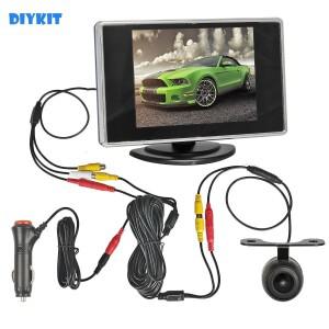 DIYKIT 유선 3.5인치 TFT LCD 자동차 모니터 후면 카메라 키트 반전 주차 지원 시스템 간편한 연결
