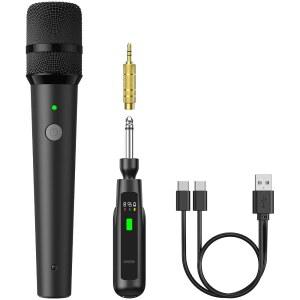TONOR 2.4G 무선 마이크 리시버가 장착된 충전식 휴대용 노래방 노래 홈 파티 생일 50피트/15미터 범위 TW-210