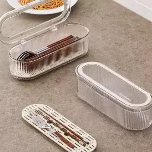심플 물빠짐 식기 보관함 예쁜 수저통 투명 숟가락통