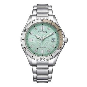 Citizen 여성용 EcoDrive 크리스탈 위켄더 스포츠 라이트 캐주얼 블루 캐주얼 다이얼