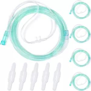10 PCS 비강 캐뉼라 튜빙 6.5피트 및 산소 회전 커넥터 부드러운 촉감 주름 방지 메디힐러의 고가 용품이