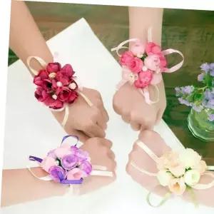 브라이덜샤워 조화 꽃팔찌 웨딩 팔찌 4color