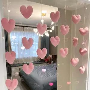 하트 문 도어 커튼 블라인드 인테리어 방문가리개 홈카페 파티 데코 하트 러브 모빌 DIY