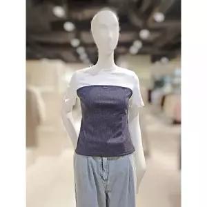 일부수량 온앤온 라운드넥 허리리본 반팔 티셔츠 NJW6ME321 2775034