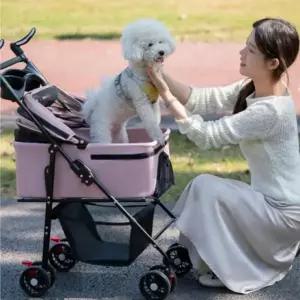 반려견 개모차 시트 분리형 원터치 폴딩 강아지 유모차