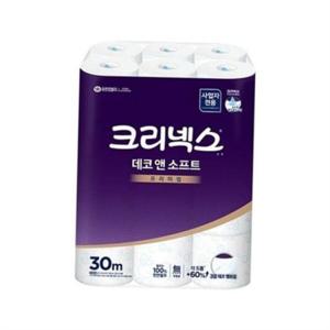 두루마리화장지 30mx24롤 화장실용 부드러운 데코엠보싱 데일리 화장지 롤휴지 무형광 대용량 필수품
