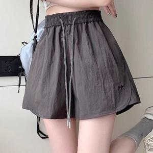 여성 반바지 숏팬츠 밴딩 플레어 A라인 와이드 여름 캐주얼 데일리 나일론 루즈핏 스트링