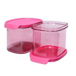 타파웨어 사각 밀폐용기 플라스틱 반찬통 음식 보관 용기 1L 진핑크 2p