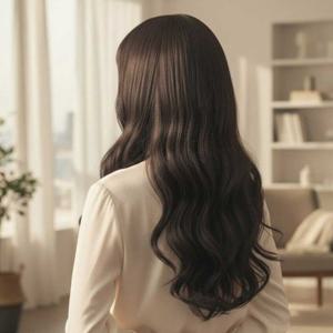통가발 앞머리 자연 스러운 데일리 패션 전체가발 긴머리 웨이브 헤어 여성 롱 롱가발