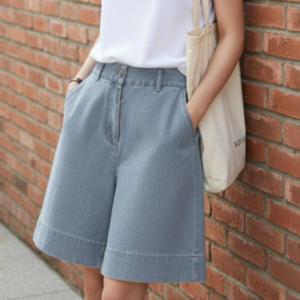 5부 여성 버뮤다 키작녀 청반바지 뒷밴딩 데님팬츠 쿨 쿨청바지 7부청바지