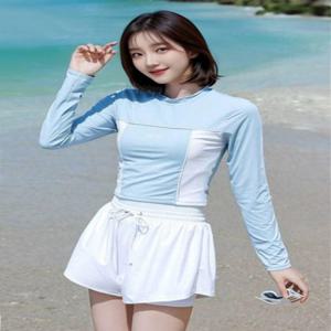 비치웨어 수영복세트 군살커버 여성 속바지 투인원 수영복 캡내장 여름