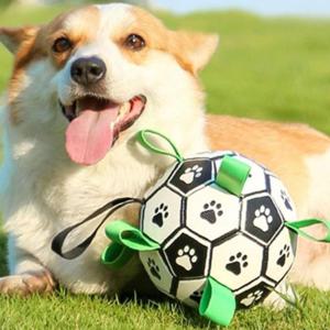 강아지 손잡이 컴포트 터그 축구공 1P 공놀이 끈달린