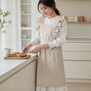 방수 조리용 우디 앞치마 프릴 주방용 에이프런