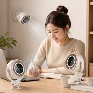USB 선풍기 집게형 100단 풍량 조절 LED 데스크 캠핑용 윈드판다 100단계