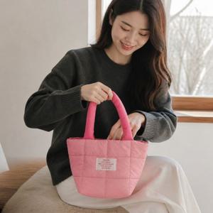 여성 배색 패딩 토트백 크로스백 데일리 미니 가방 쇼퍼백 장바구니 숄더백