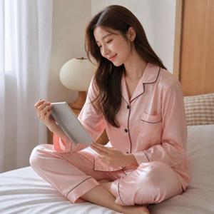 부부 홈웨어 실크 파자마 신혼 선물 커플룩 잠옷 상하의